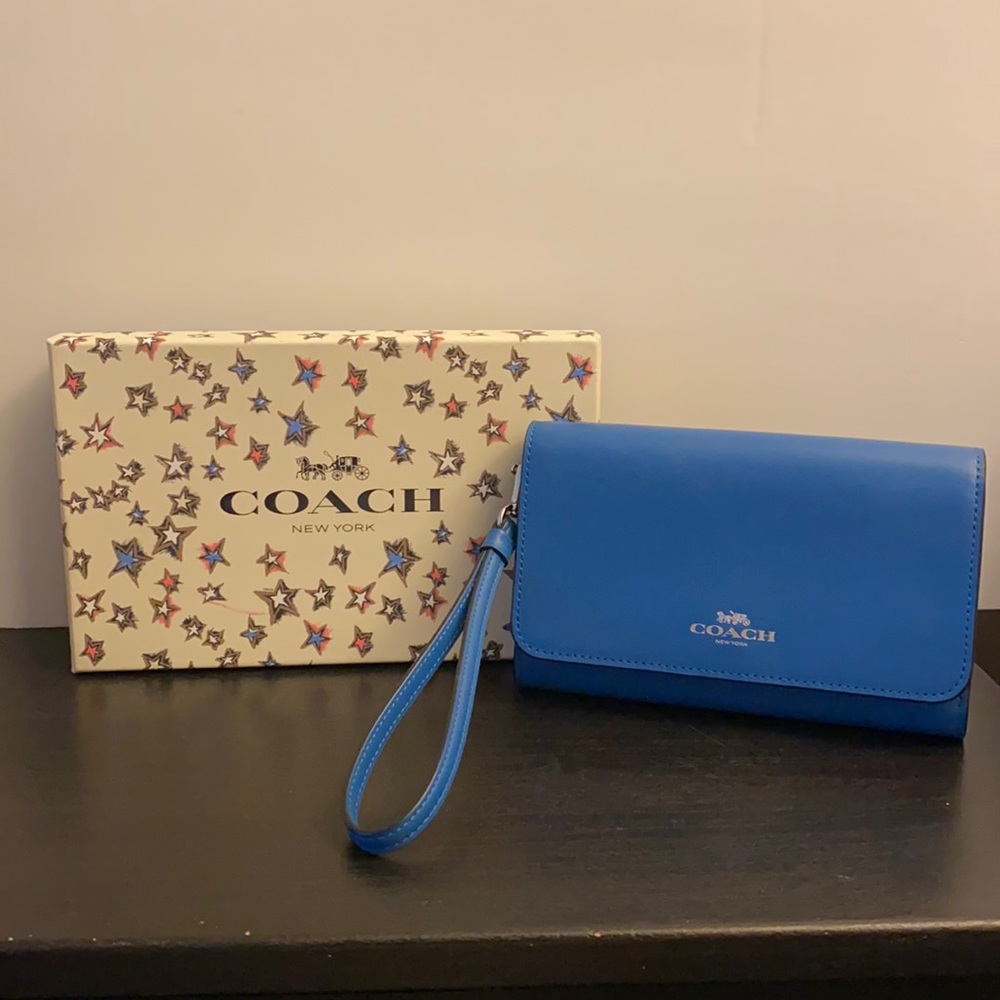 Coach blue wristlet